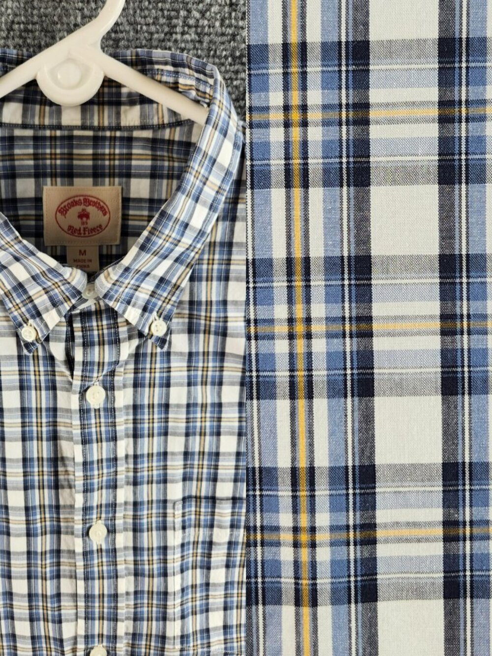 Brooks Brothers Long Sleeve Button Up Shirt Cotton Medium Blue Plaid Woven Men